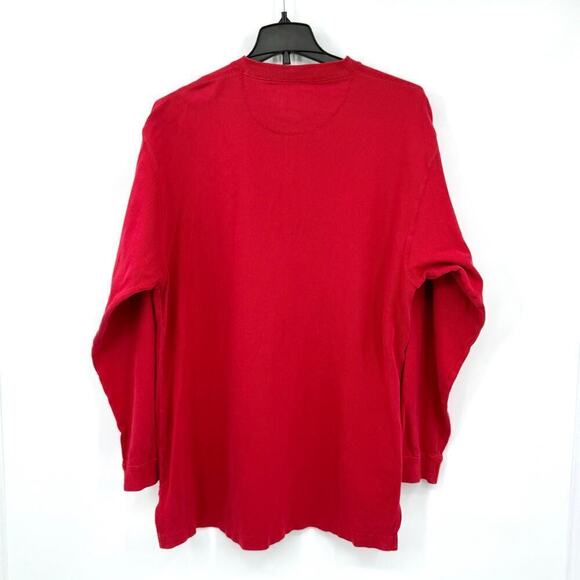 Chaps by Ralph Lauren VTG 90s Red Ribbed Henley Shirt High-Low Hem Mens Size XL - Picture 3 of 8